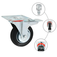 Rodas giratórias com travões duplos 4 pcs 100 mm