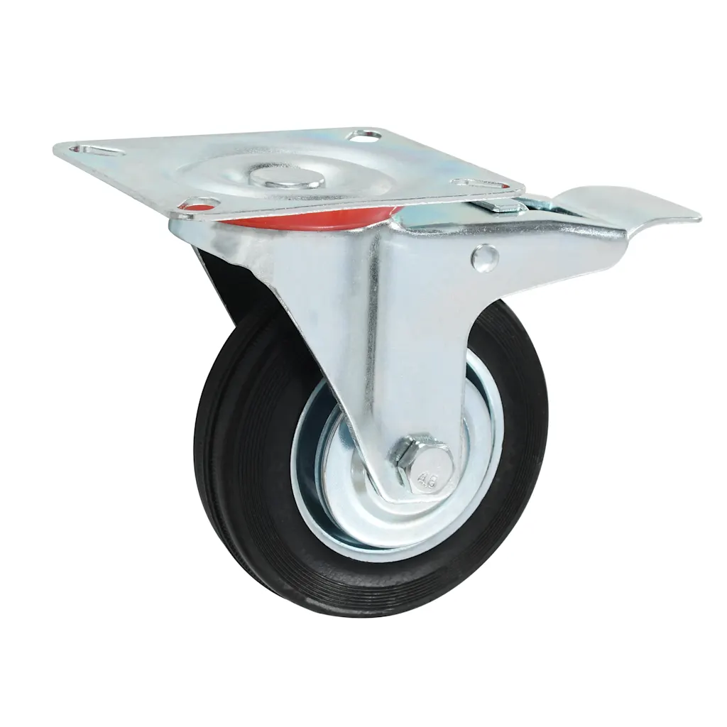 Rodas giratórias com travões duplos 4 pcs 100 mm
