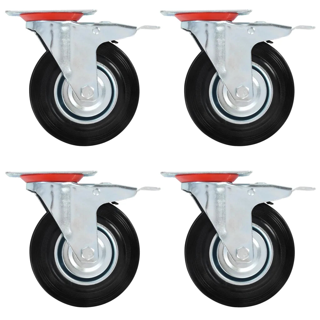 Rodas giratórias com travões duplos 4 pcs 125 mm
