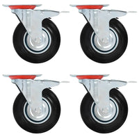 Rodas giratórias com travões duplos 4 pcs 125 mm