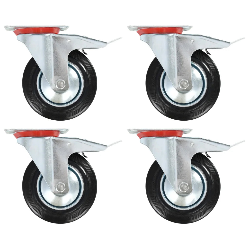Rodas giratórias com travões duplos 4 pcs 160 mm