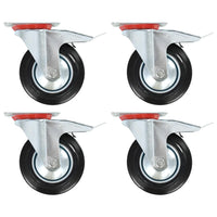 Rodas giratórias com travões duplos 4 pcs 160 mm
