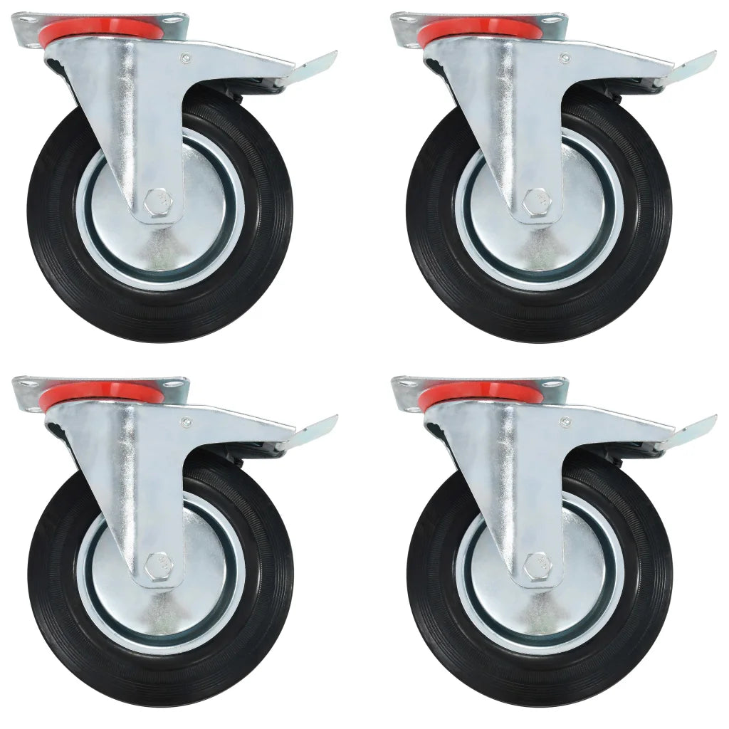 Rodas giratórias com travões duplos 4 pcs 200 mm