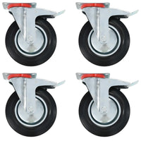 Rodas giratórias com travões duplos 4 pcs 200 mm
