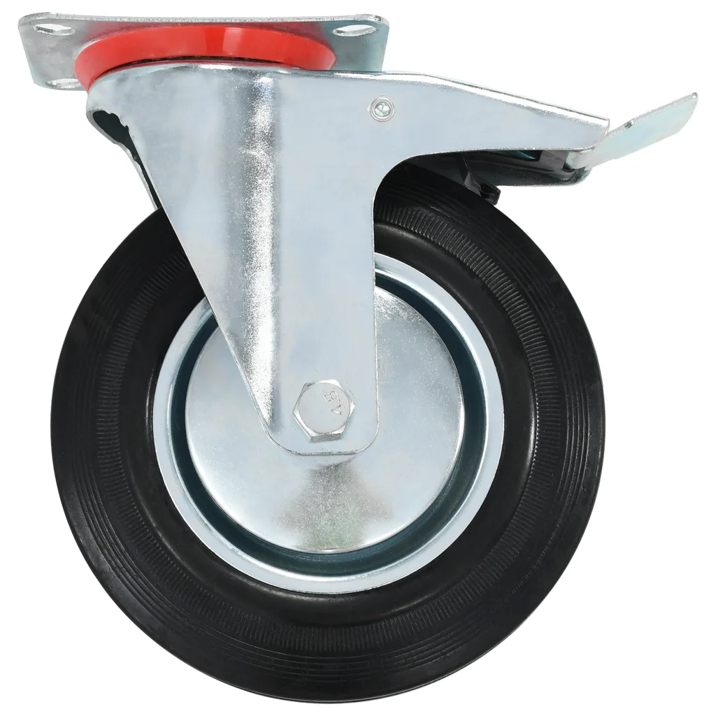 Rodas giratórias com travões duplos 4 pcs 200 mm