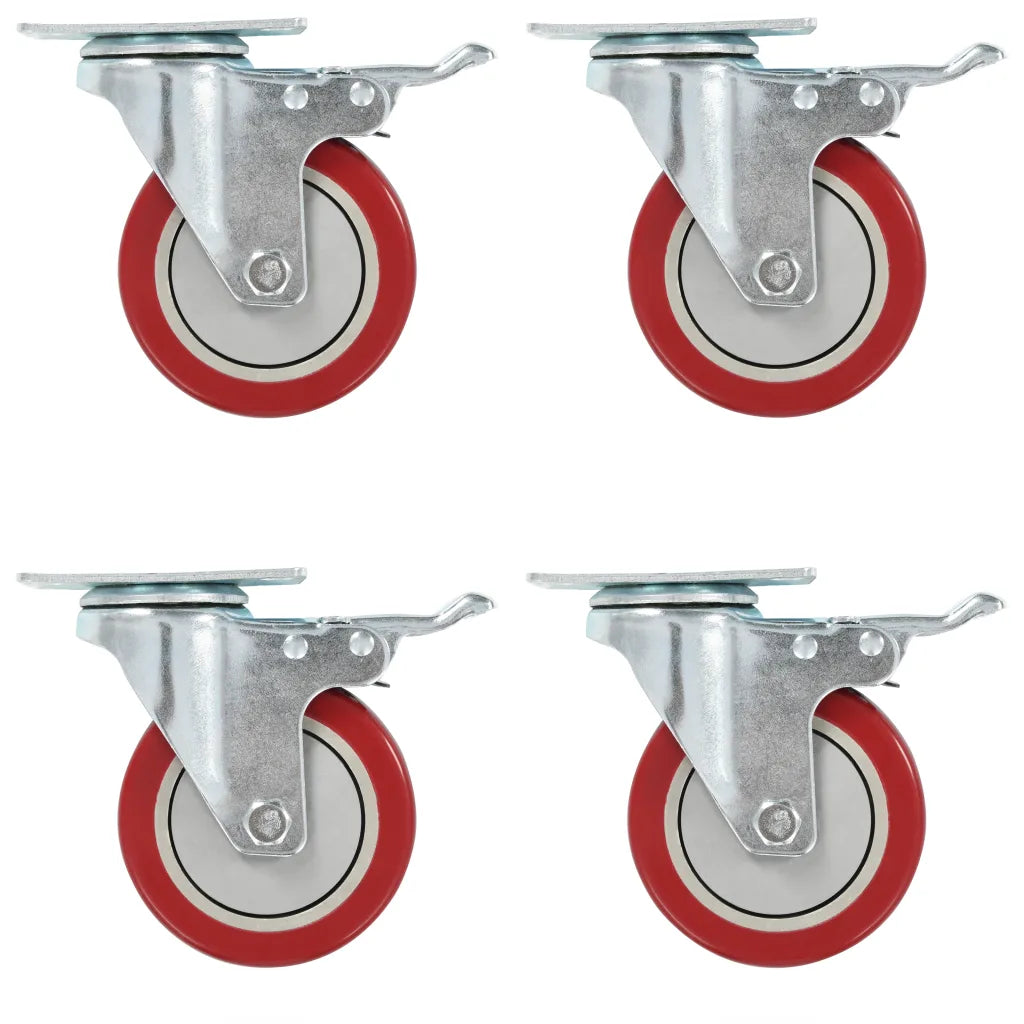 Rodas giratórias com travões duplos 4 pcs 100 mm