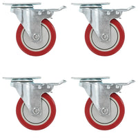 Rodas giratórias com travões duplos 4 pcs 100 mm