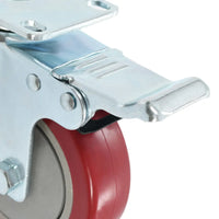 Rodas giratórias com travões duplos 4 pcs 100 mm