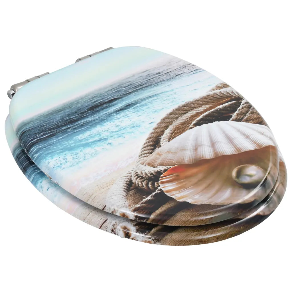 Assento de sanita com tampa de fecho suave MDF design conchas