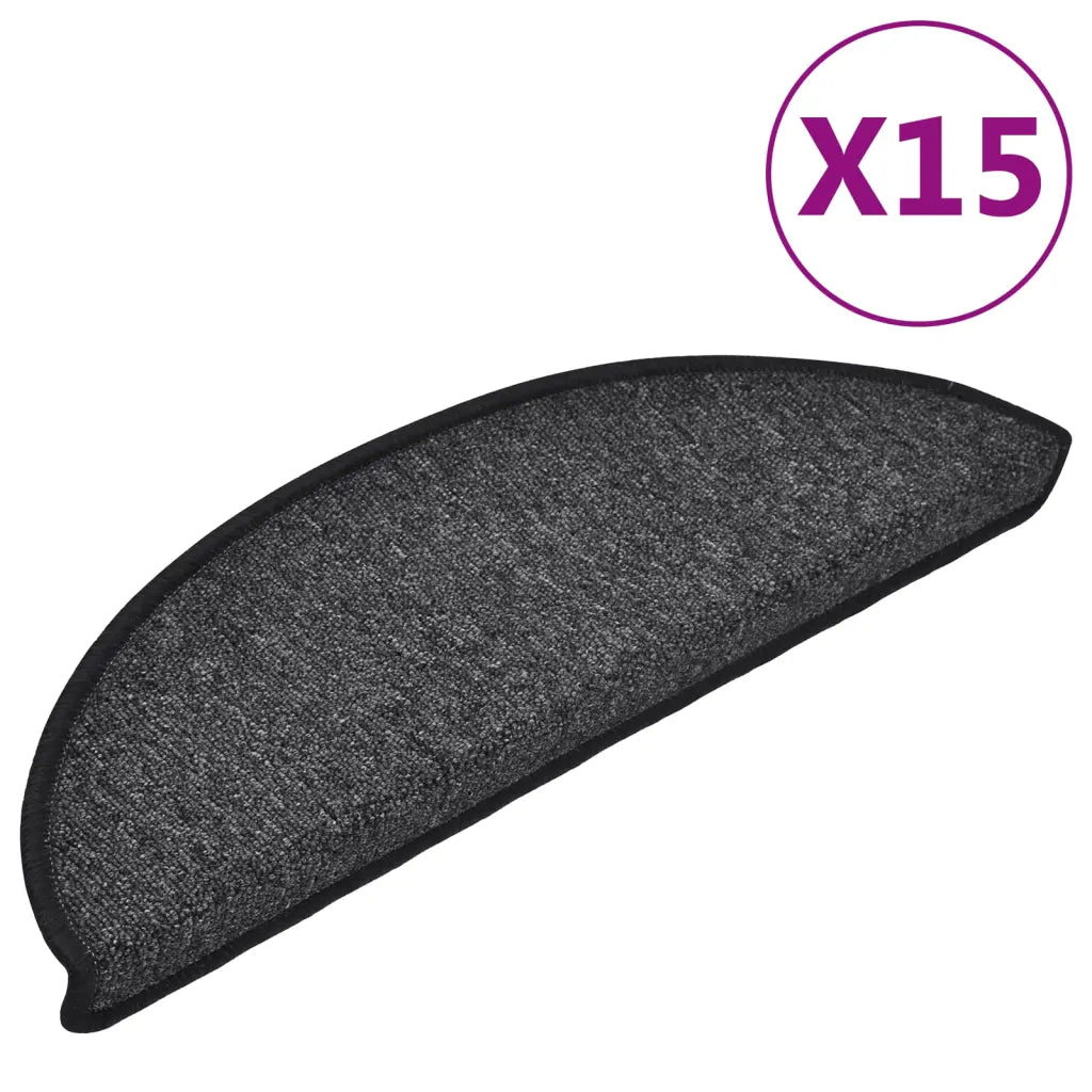 Tapetes de escada 15 peças 56x17x3 cm  semicircular