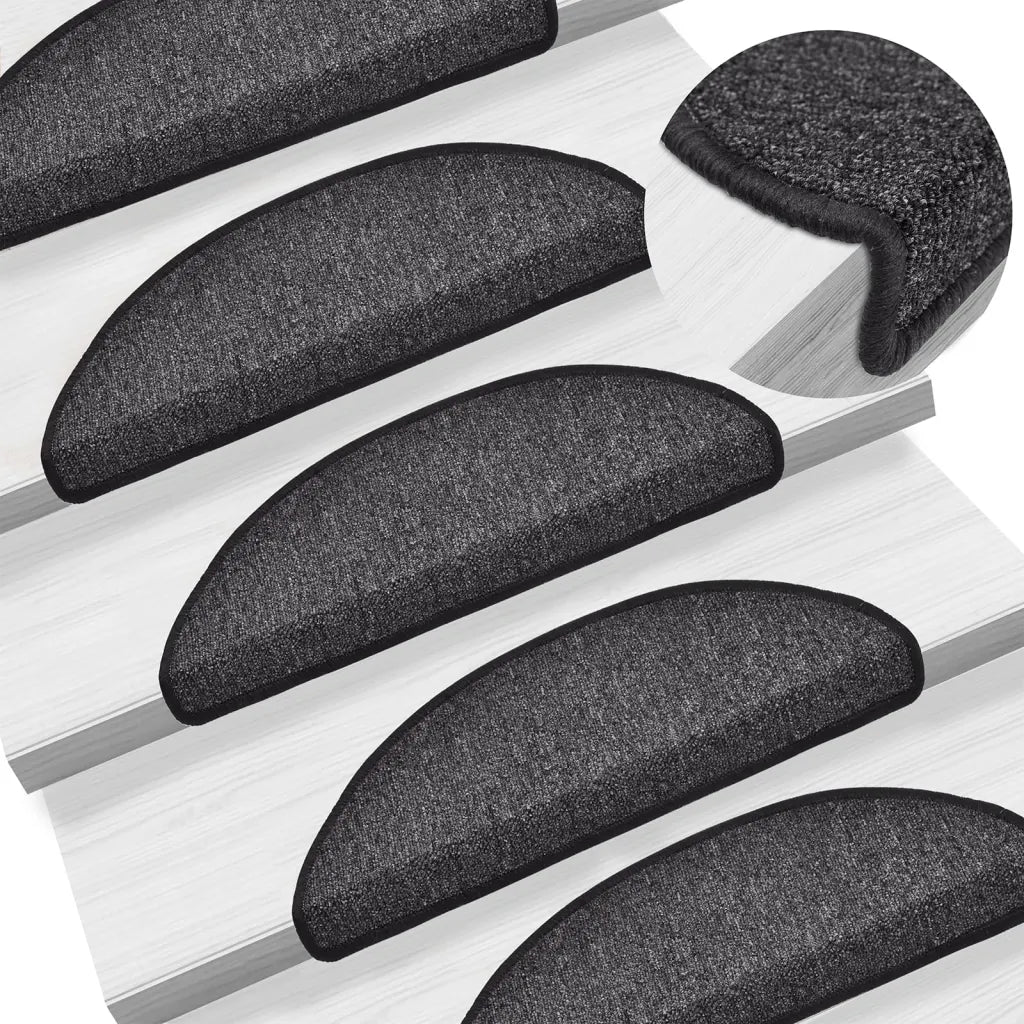 Tapetes de escada 15 peças 56x17x3 cm  semicircular