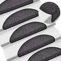 Tapetes de escada 15 peças 56x17x3 cm  semicircular