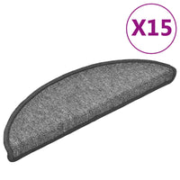 Tapetes de escada 15 peças 56x17x3 cm cinza escuro semicircular