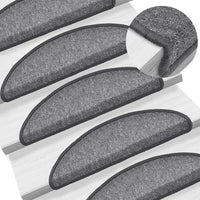 Tapetes de escada 15 peças 56x17x3 cm cinza escuro semicircular