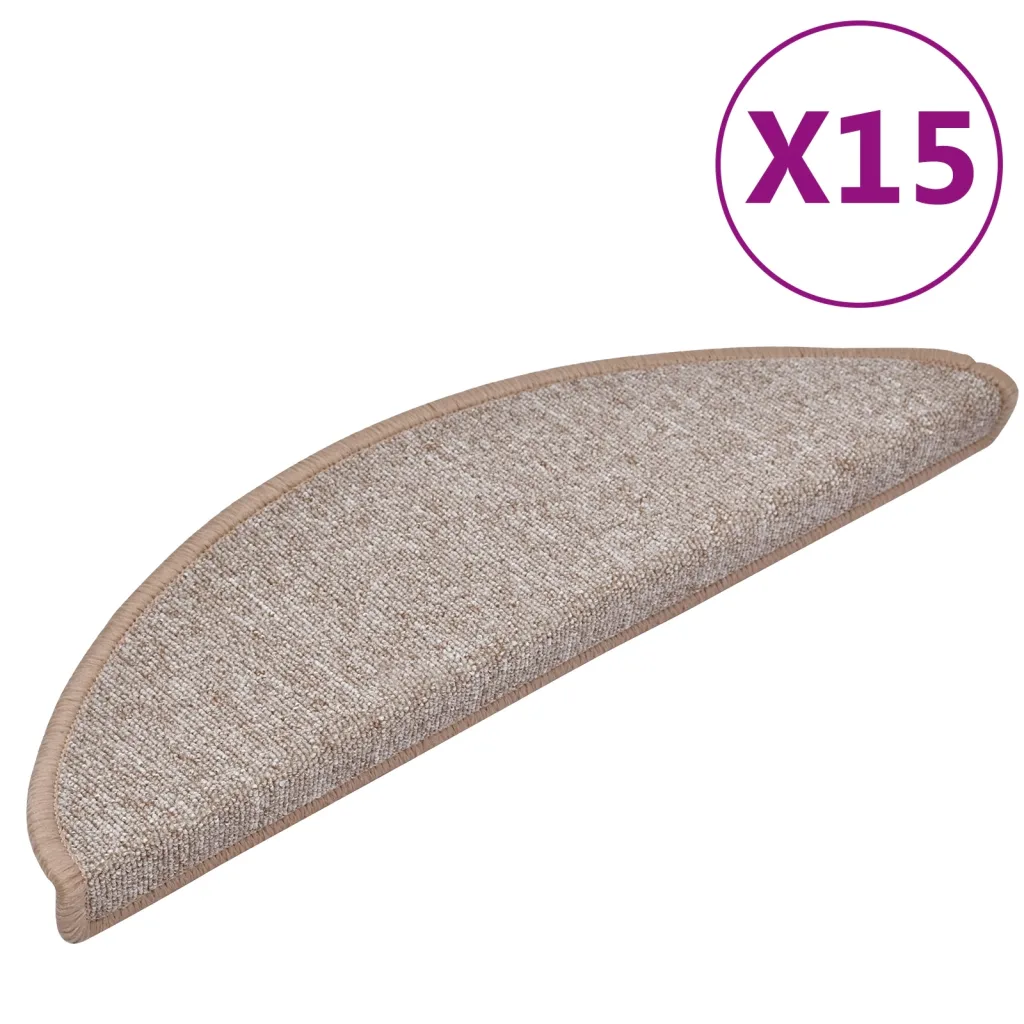 Tapetes de escada 15 peças 56x17x3 cm  claro semicircular