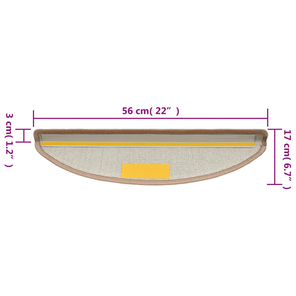 Tapetes de escada 15 peças 56x17x3 cm  claro semicircular