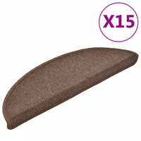 Tapetes de escada 15 peças 56x17x3 cm  café meio redondo