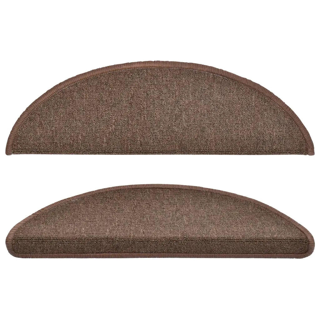 Tapetes de escada 15 peças 56x17x3 cm  café meio redondo