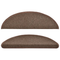 Tapetes de escada 15 peças 56x17x3 cm  café meio redondo