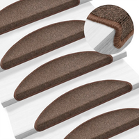 Tapetes de escada 15 peças 56x17x3 cm  café meio redondo