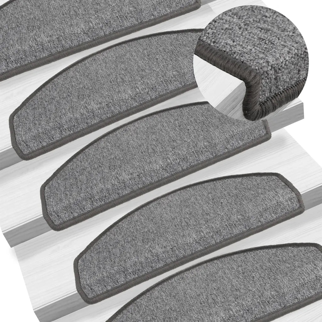 Tapetes de escada 15 peças 65x24x4 cm cinza escuro semicircular grande