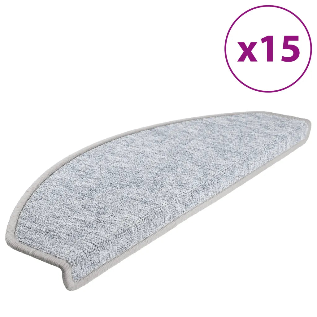 Tapetes de escada 15 pcs 65x24x4 cm cinzento claro