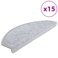Tapetes de escada 15 pcs 65x24x4 cm cinzento claro