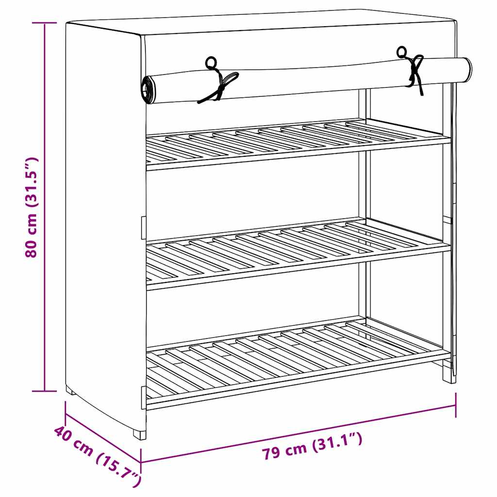 vidaXL Sapateira com cobertura 79x40x80 cm tecido branco
