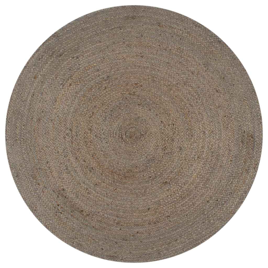 vidaXL Tapete artesanal em juta redondo 90 cm cinzento
