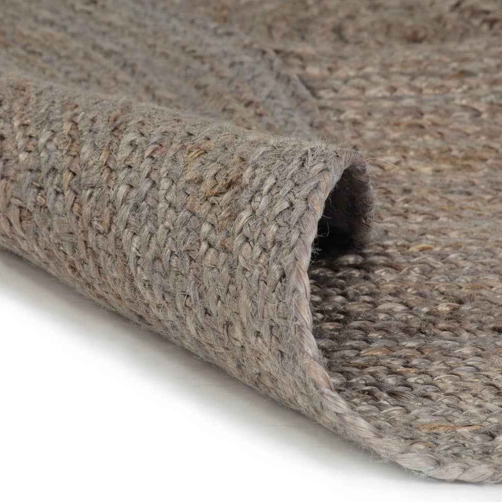 vidaXL Tapete artesanal em juta redondo 90 cm cinzento