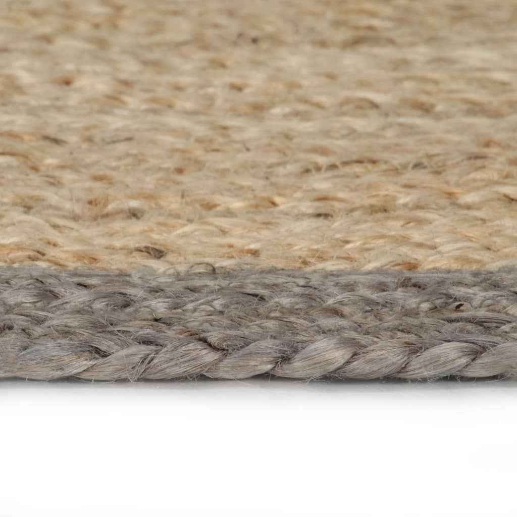 vidaXL Tapete artesanal em juta com rebordo cinzento 90 cm