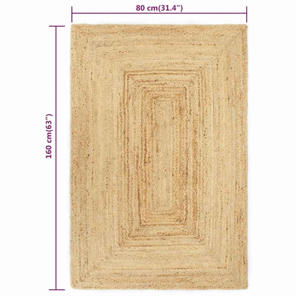 vidaXL Tapete artesanal em juta natural 80x160 cm