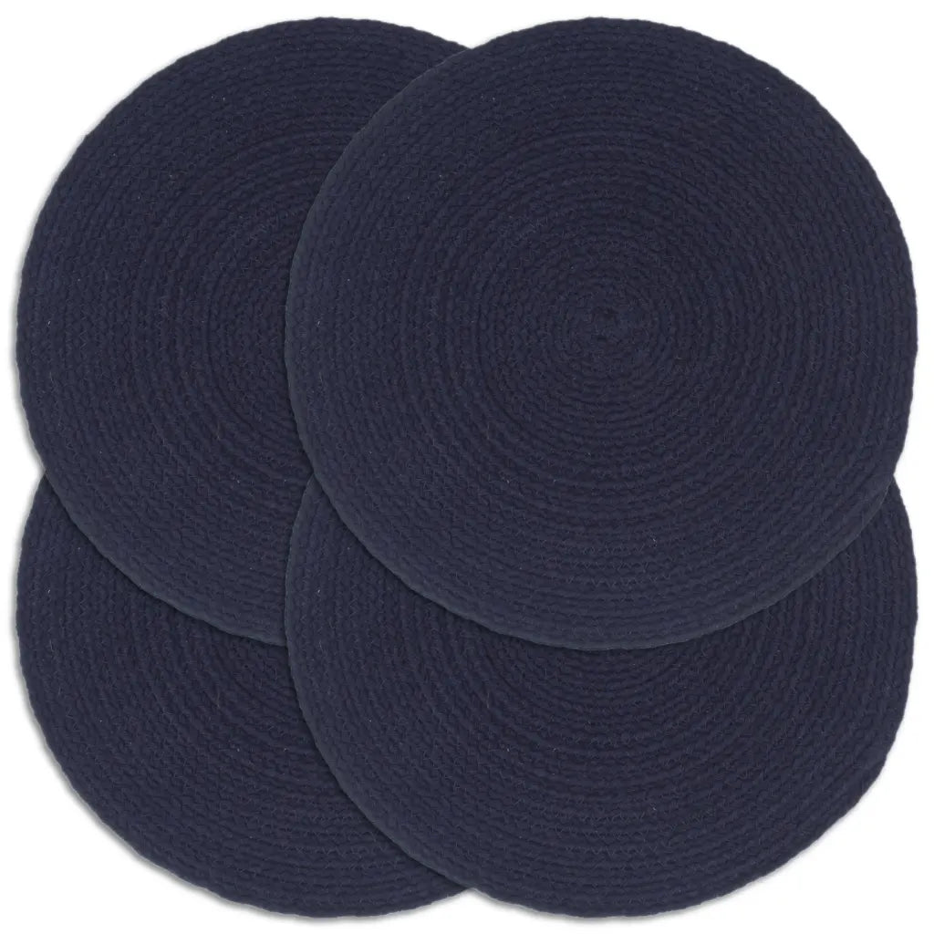 Individuais mesa 4 pcs algodão liso 38 cm redondo -marinho