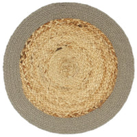 Individuais de mesa 4 pcs juta e algodão 38 cm natural e cinza