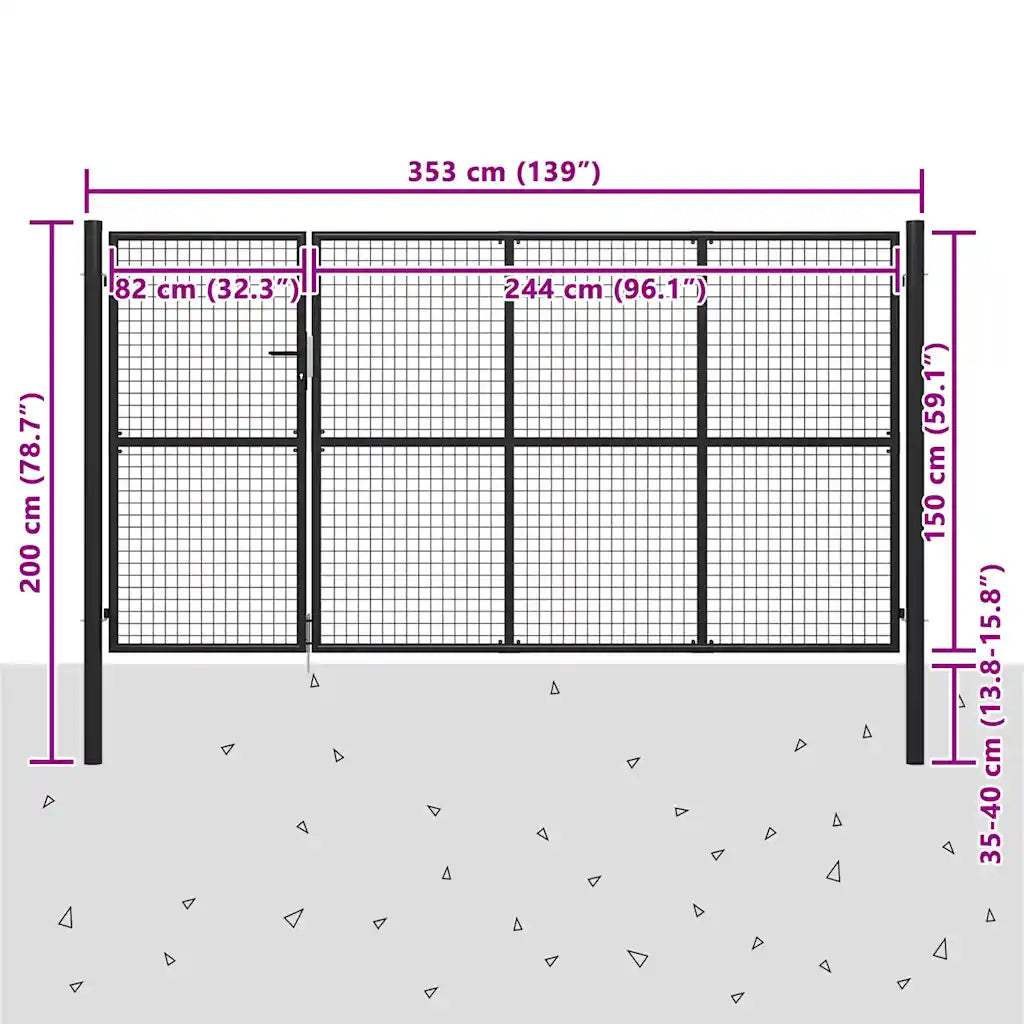 Portão de jardim em aço 350x150 cm