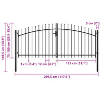 Portão de cerca de porta dupla Woerden com topo em forma de lança 299,5x149,5 cm