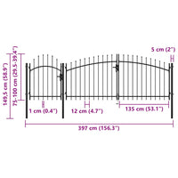vidaXL Portão de jardim 1,5x4 m aço preto