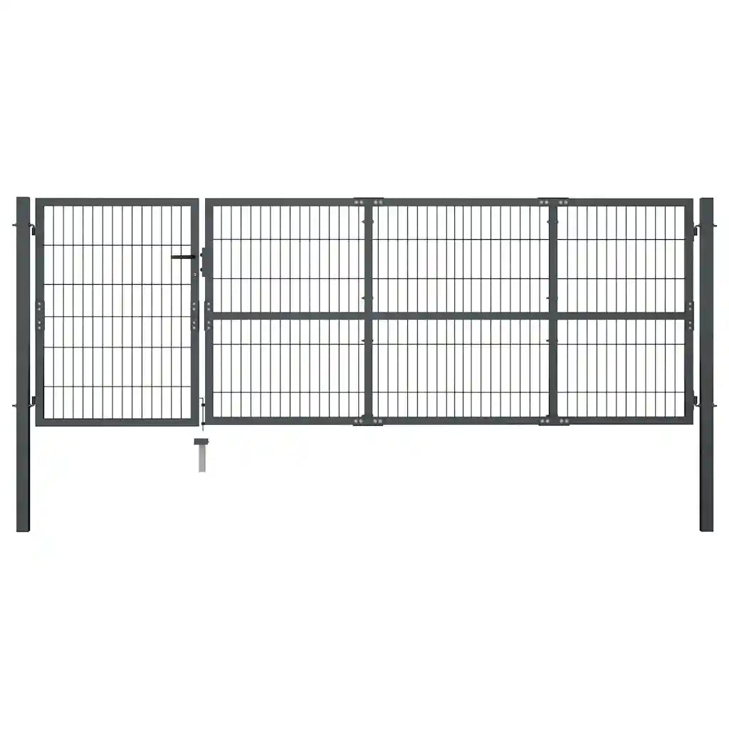 Portão de jardim com postes em aço 350x100 cm .