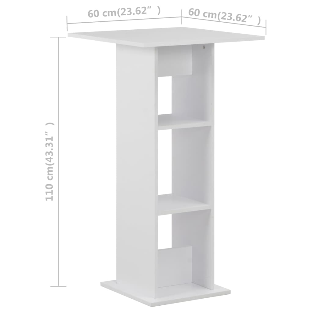 vidaXL Mesa de bar 60x60x110 cm branco