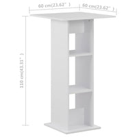vidaXL Mesa de bar 60x60x110 cm branco