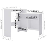vidaXL Mesa de bar com 2 tampos branco 130x40x120 cm