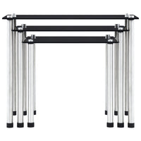 vidaXL Mesas encastráveis 3 pcs vidro temperado preto