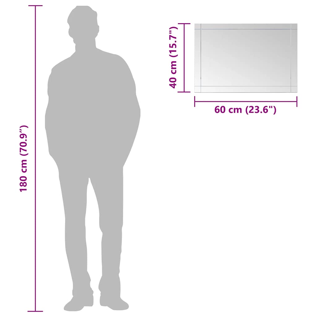 vidaXL Espelho de parede 60x40 cm vidro