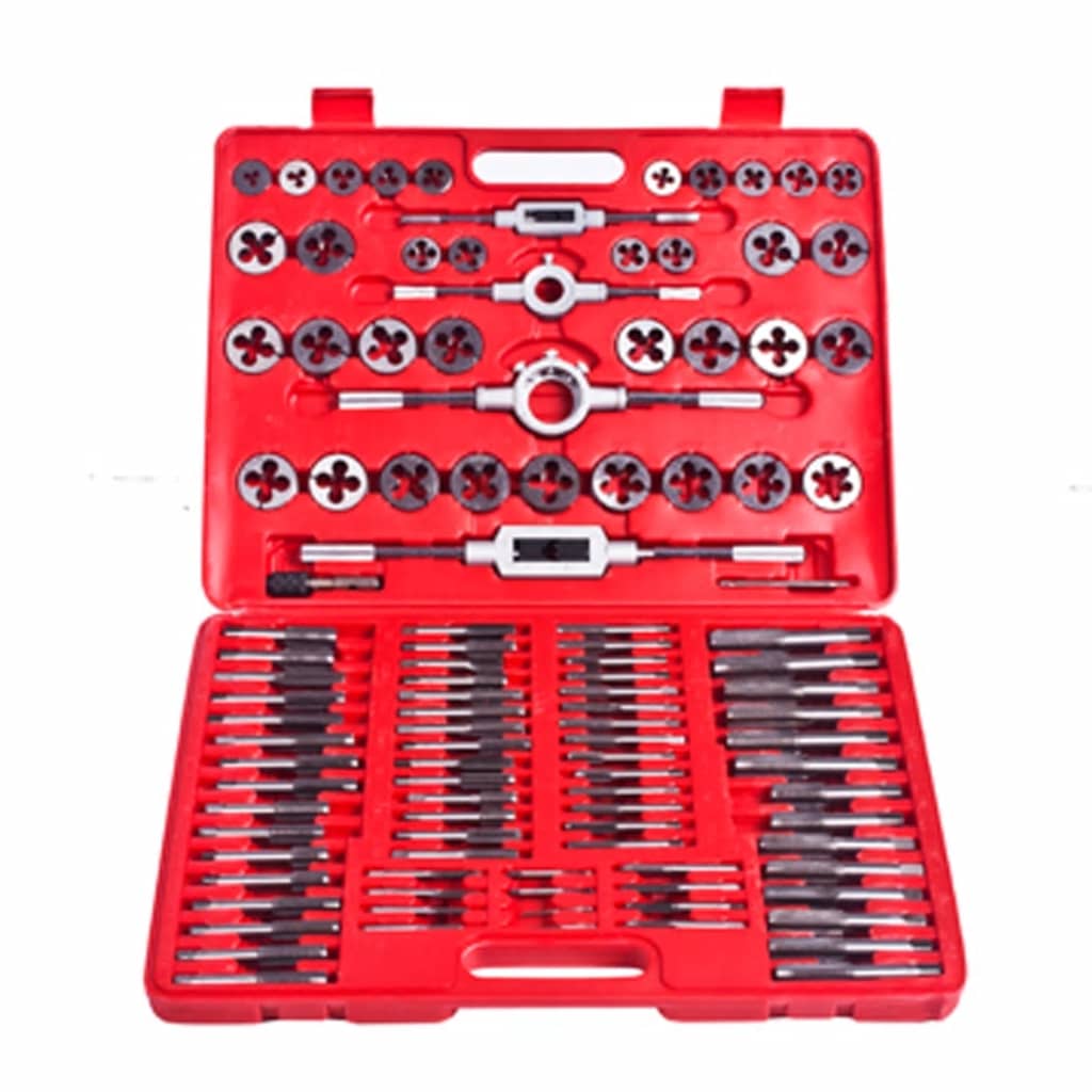 vidaXL Conjunto de machos e caçonetes para abrir roscas 111 pcs