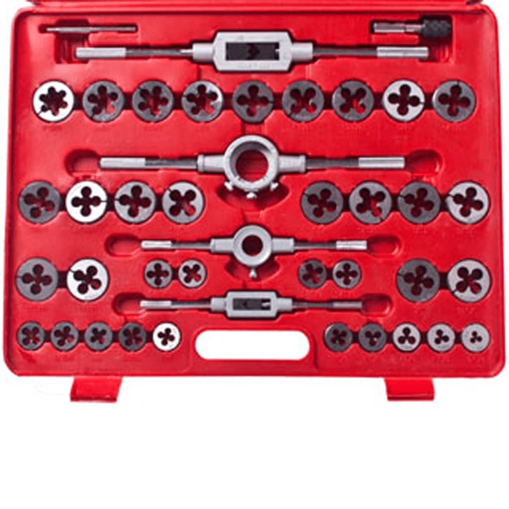 vidaXL Conjunto de machos e caçonetes para abrir roscas 111 pcs