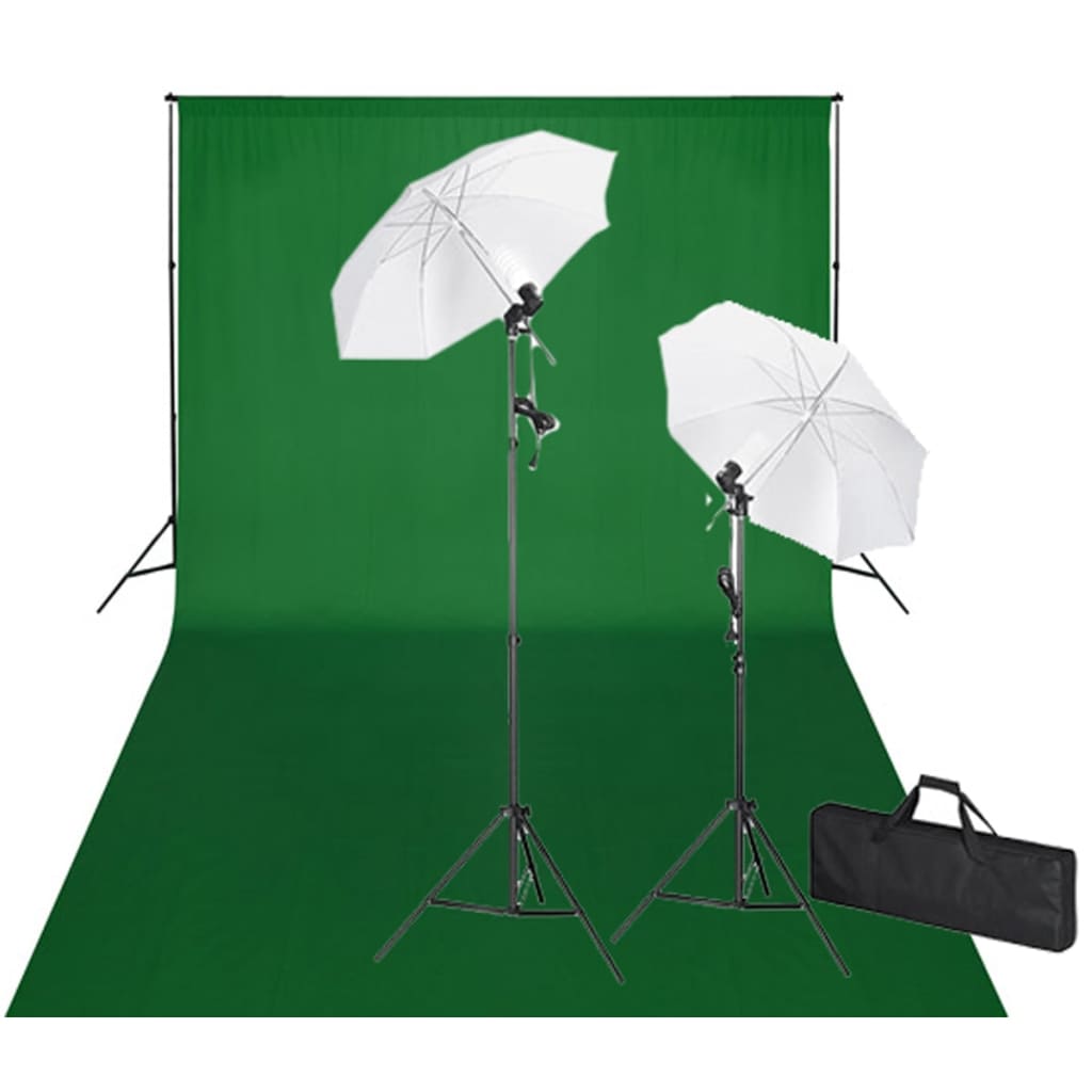 vidaXL Kit de estúdio com fundo preto 600x300 cm e luzes