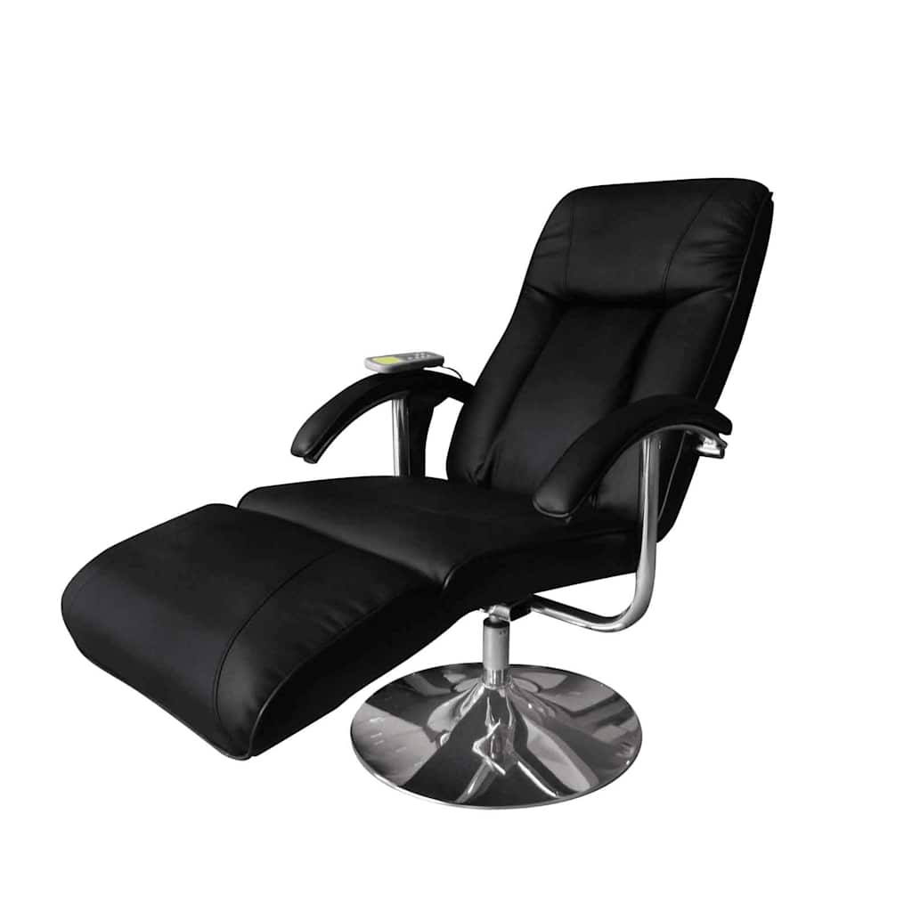 vidaXL Cadeira de massagens couro artificial preto