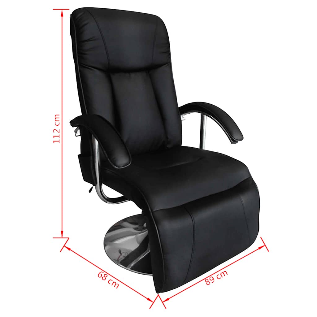 vidaXL Cadeira de massagens couro artificial preto