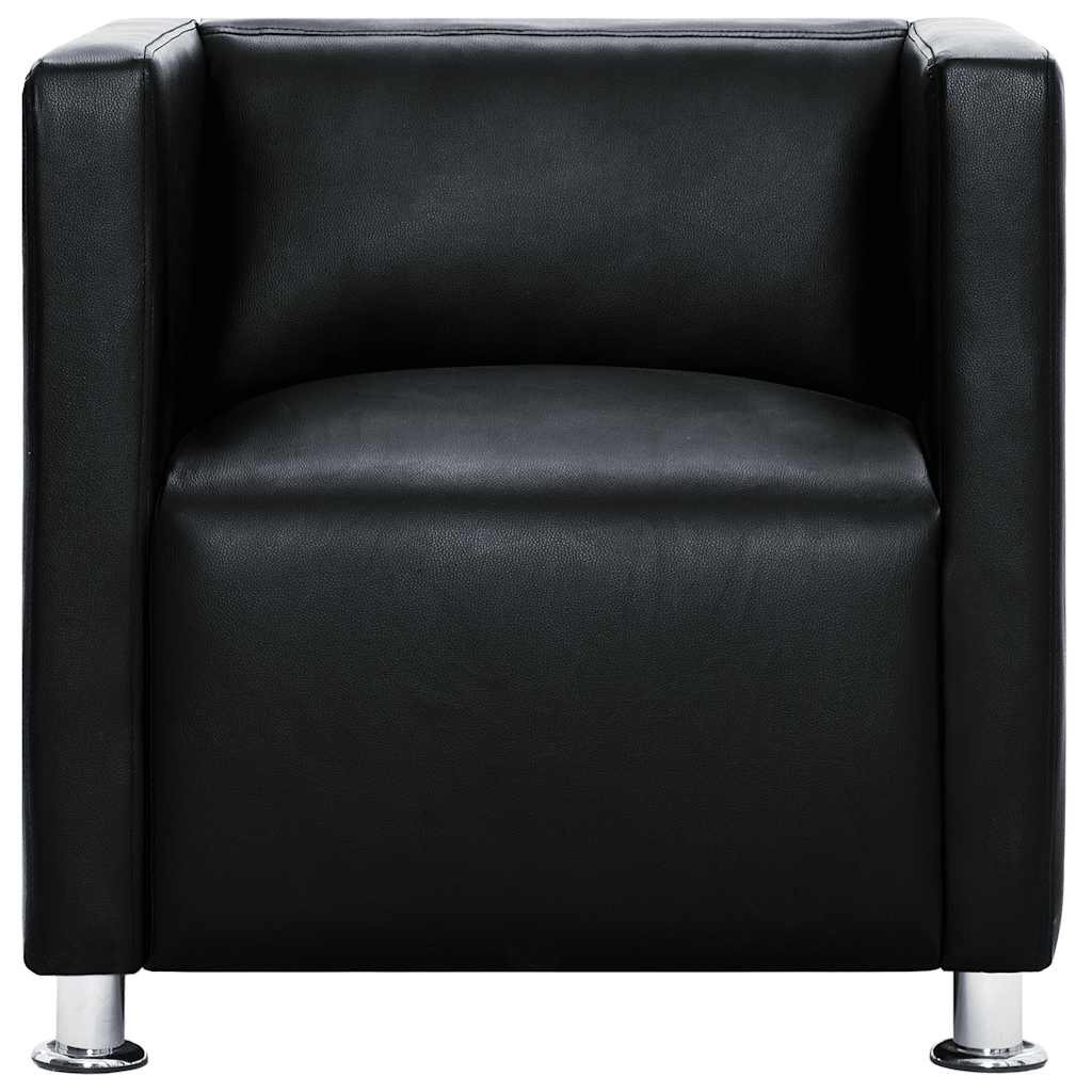 vidaXL Poltrona em forma de cubo couro artificial preto