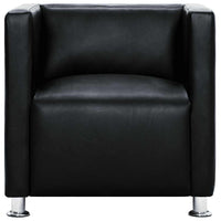 vidaXL Poltrona em forma de cubo couro artificial preto